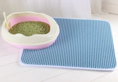 Tapis de litière double couche pour chat avec revêtement imperméable - chatparadis