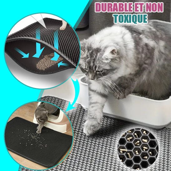 Tapis de litière™ double couche pour chat avec revêtement imperméable - chatparadis