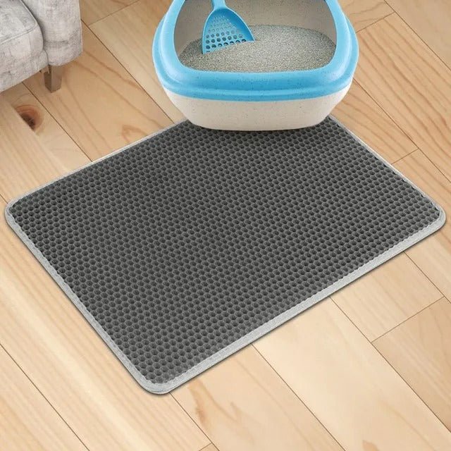 Tapis de litière double couche pour chat avec revêtement imperméable - chatparadis